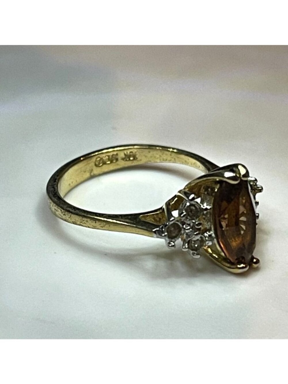 American Ring Co 18K GE Marquise Cocktail Ring Size 7 Vtg 70s